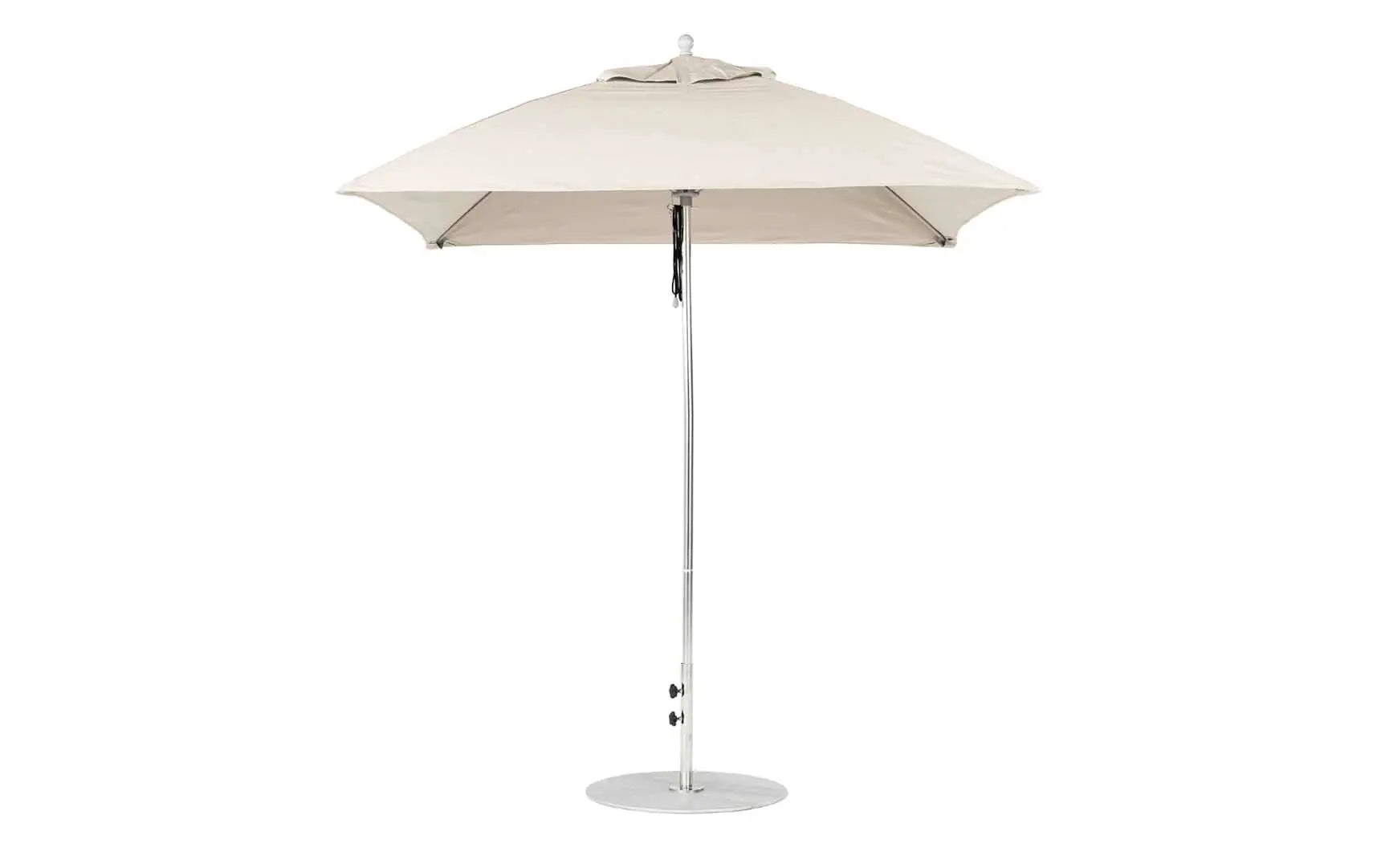 7.5-foot square pulley essential fiberglass umbrella with black ribs and silver canopy