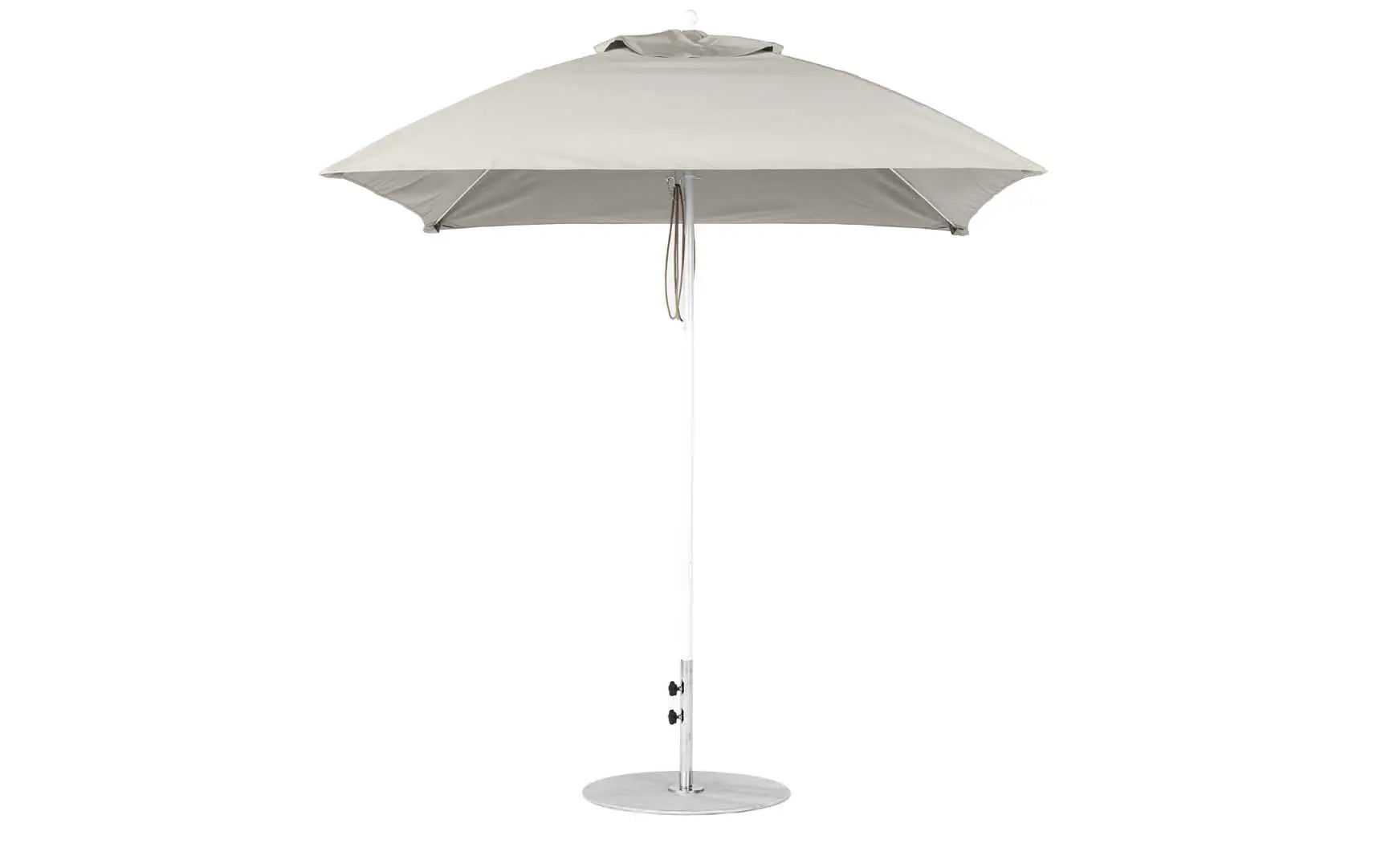 7.5-foot square pulley essential fiberglass umbrella with black ribs and silver canopy