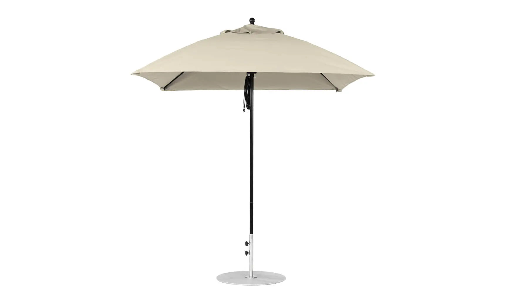7.5 foot square pulley essential fiberglass umbrella with black ribs and silver canopy