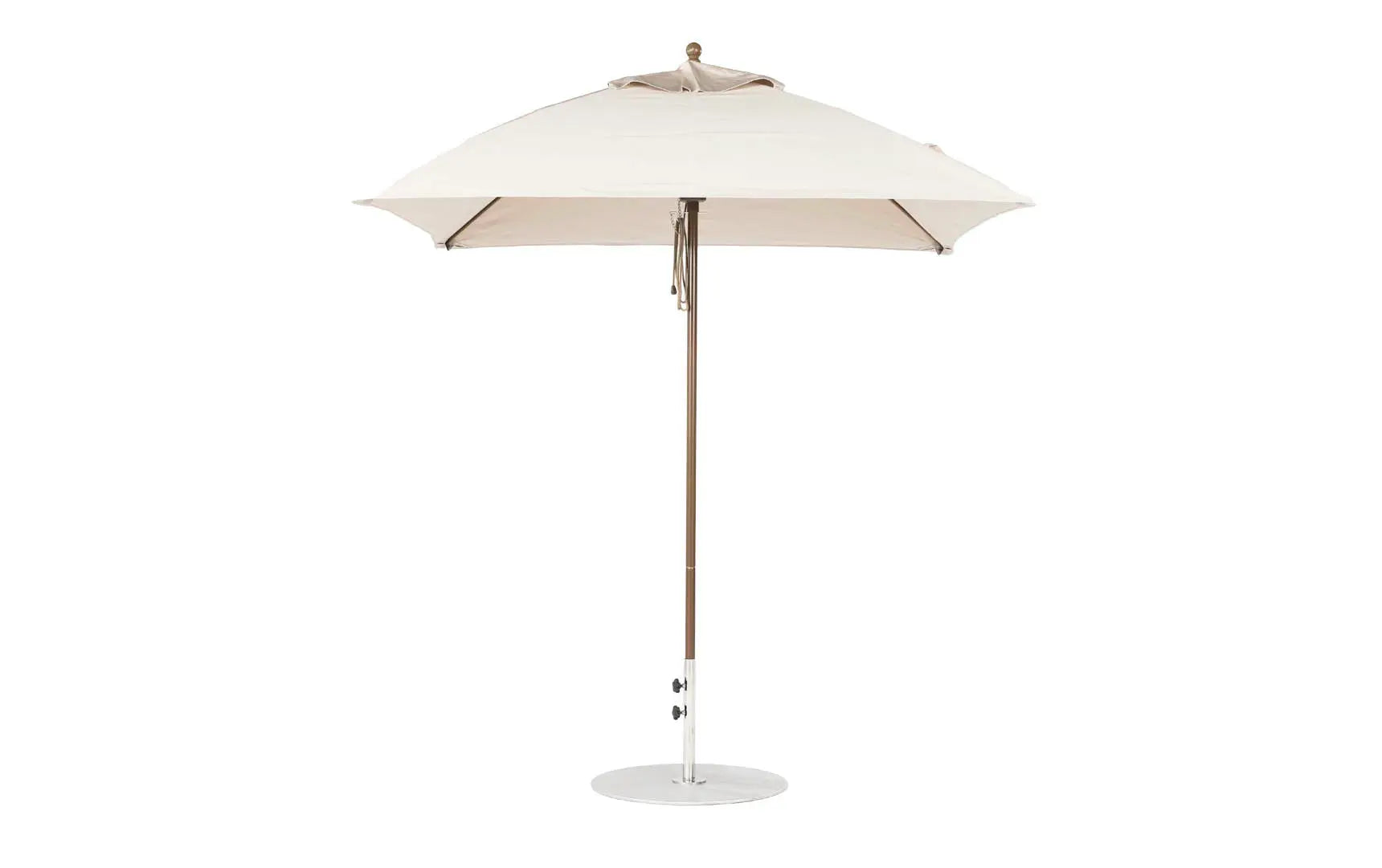 7.5-foot square pulley essential fiberglass umbrella with black ribs and silver canopy