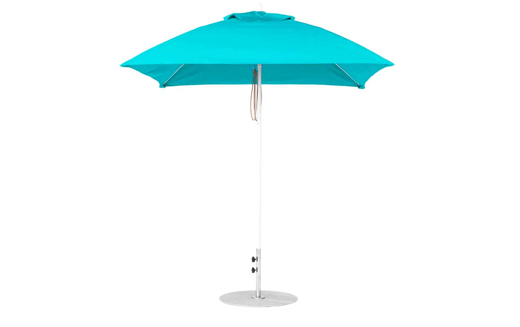 7.5-foot square pulley essential fiberglass umbrella with black ribs and silver canopy