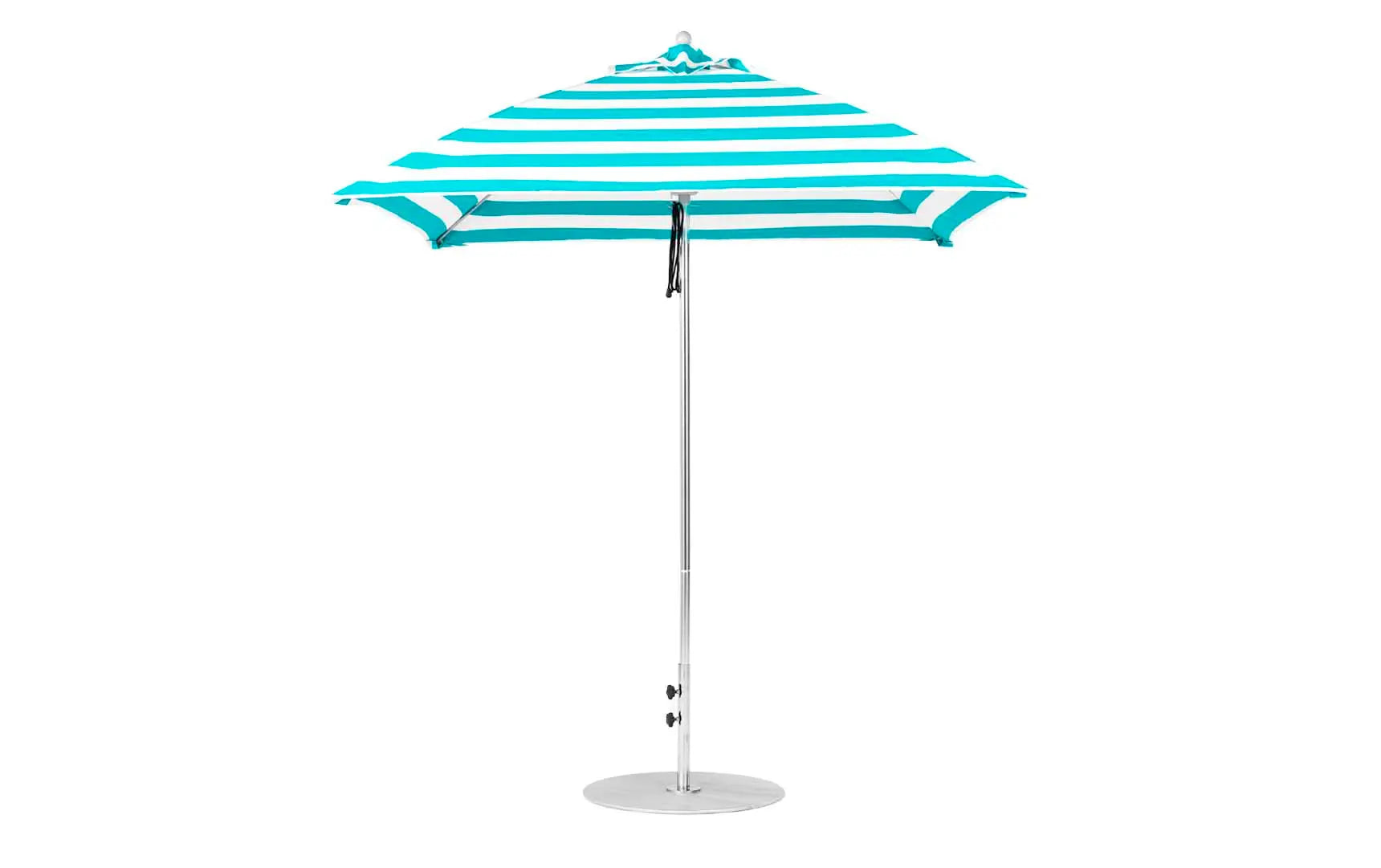 7.5-foot square pulley essential fiberglass umbrella with black ribs and silver canopy