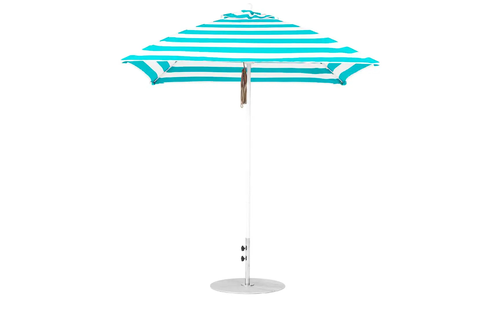 7.5-foot square pulley essential fiberglass umbrella with black ribs and silver canopy