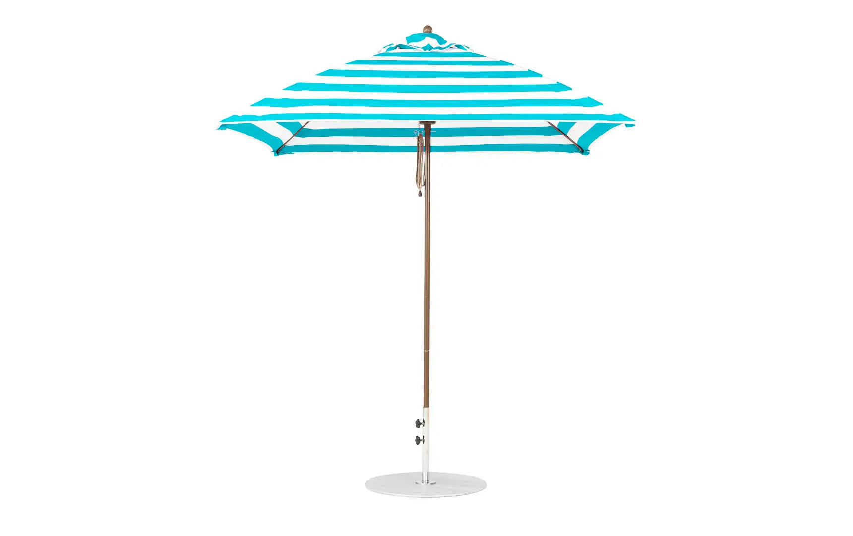 7.5-foot square pulley essential fiberglass umbrella with black ribs and silver canopy
