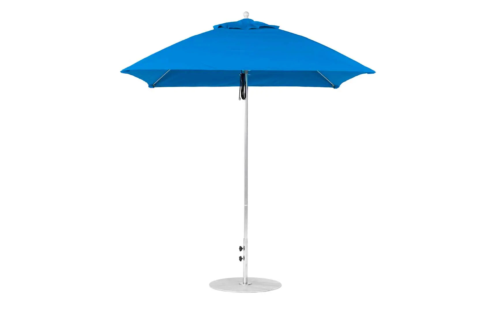 7.5-foot square pulley essential fiberglass umbrella with black ribs and silver canopy
