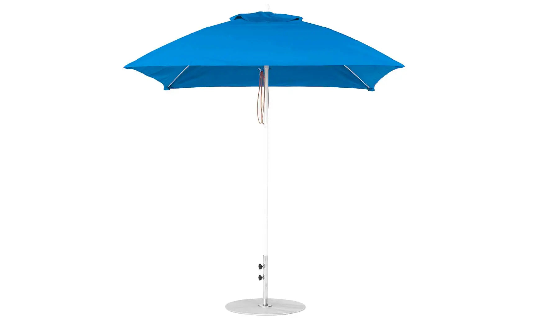 7.5-foot square pulley essential fiberglass umbrella with black ribs and silver canopy
