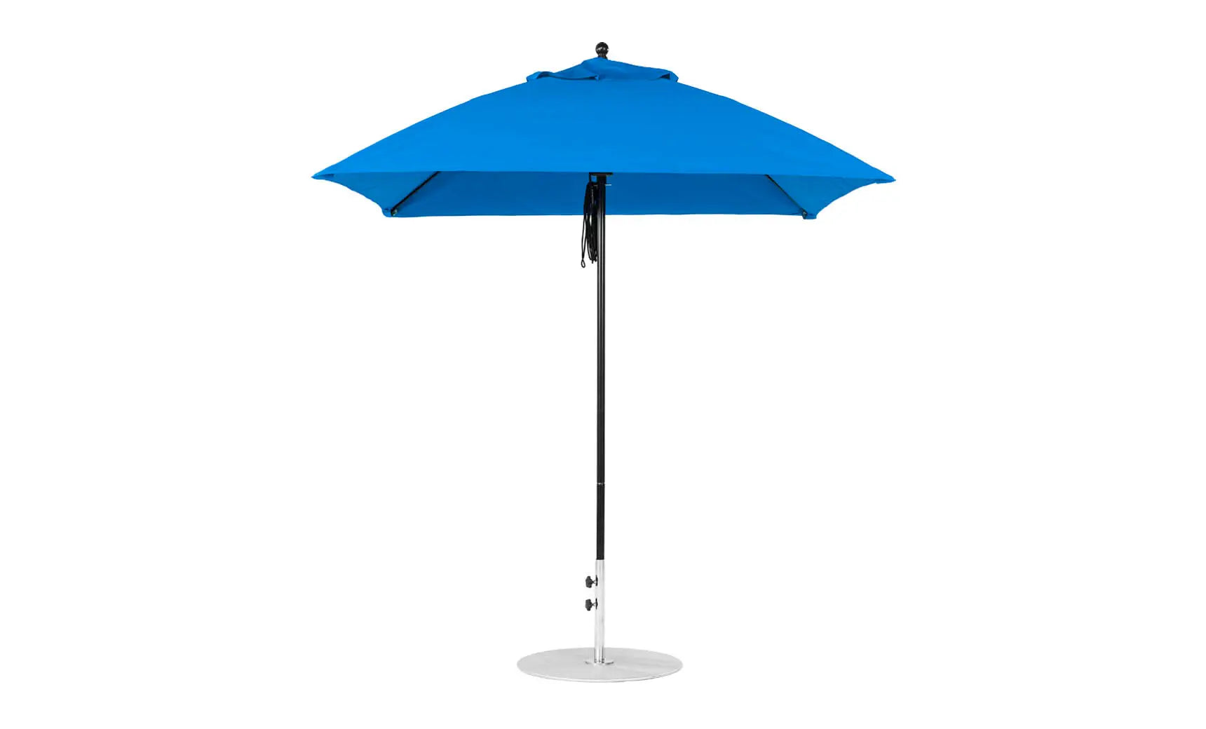 7.5-foot square pulley essential fiberglass umbrella with black ribs and silver canopy