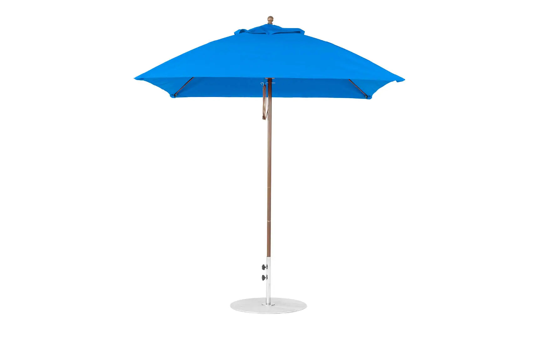 7.5-foot square pulley essential fiberglass umbrella with black ribs and silver canopy