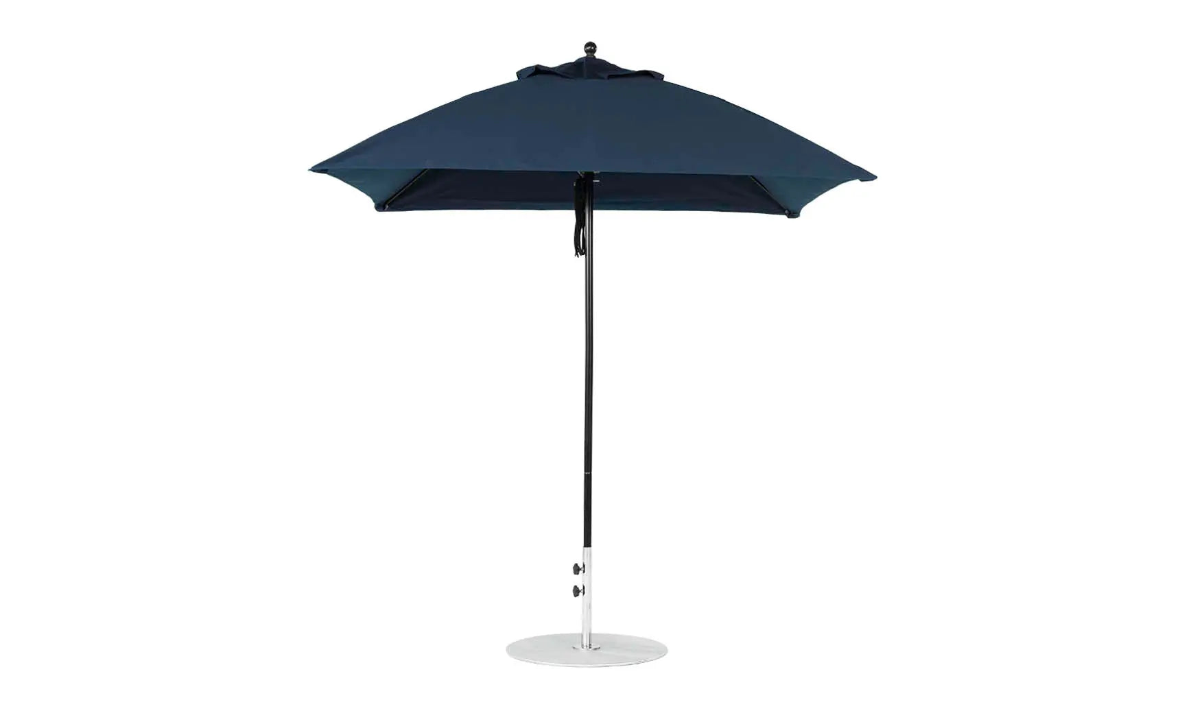 7.5-foot square pulley essential fiberglass umbrella with black ribs and silver canopy