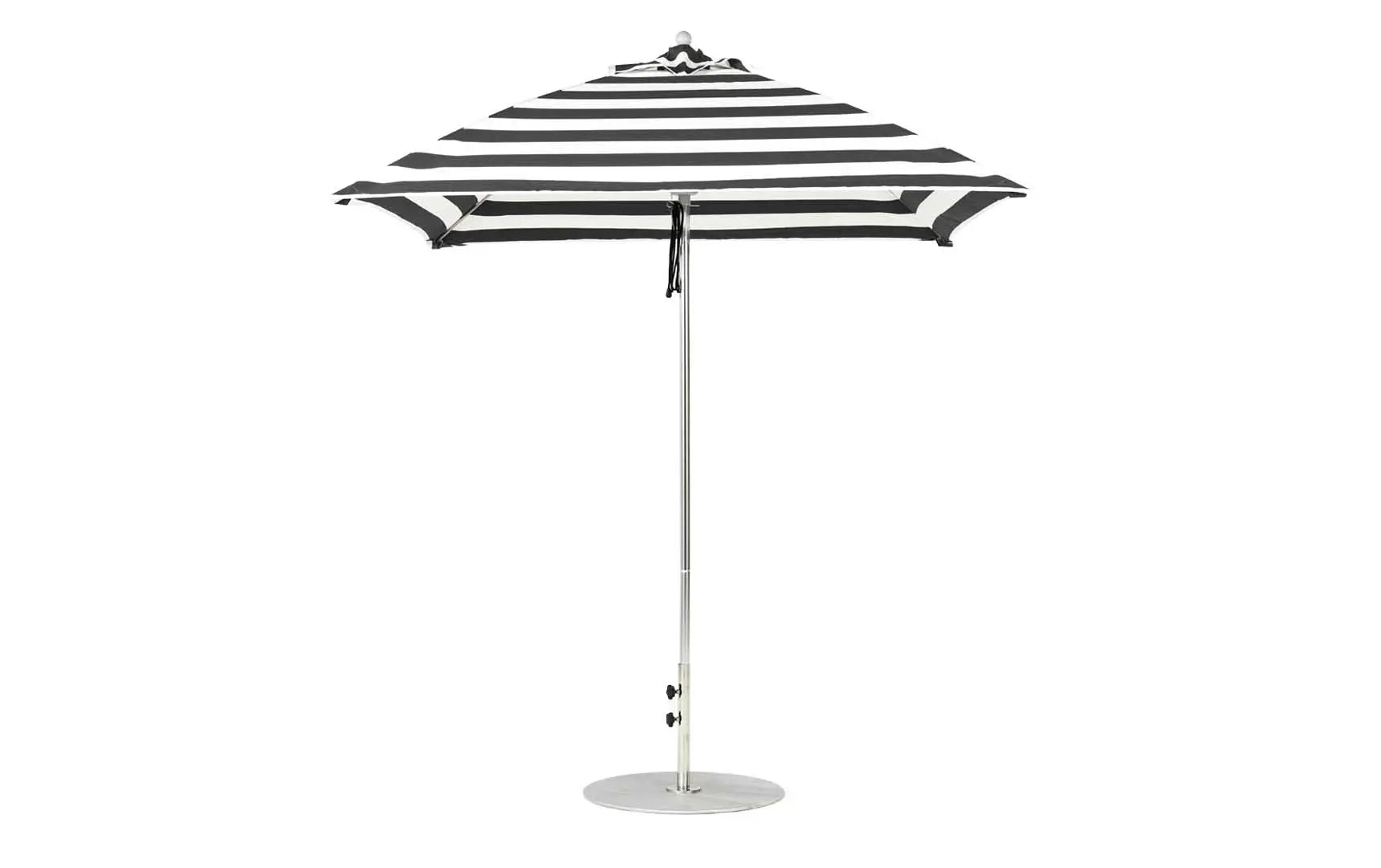 7.5-foot square pulley essential fiberglass umbrella with black ribs and silver canopy