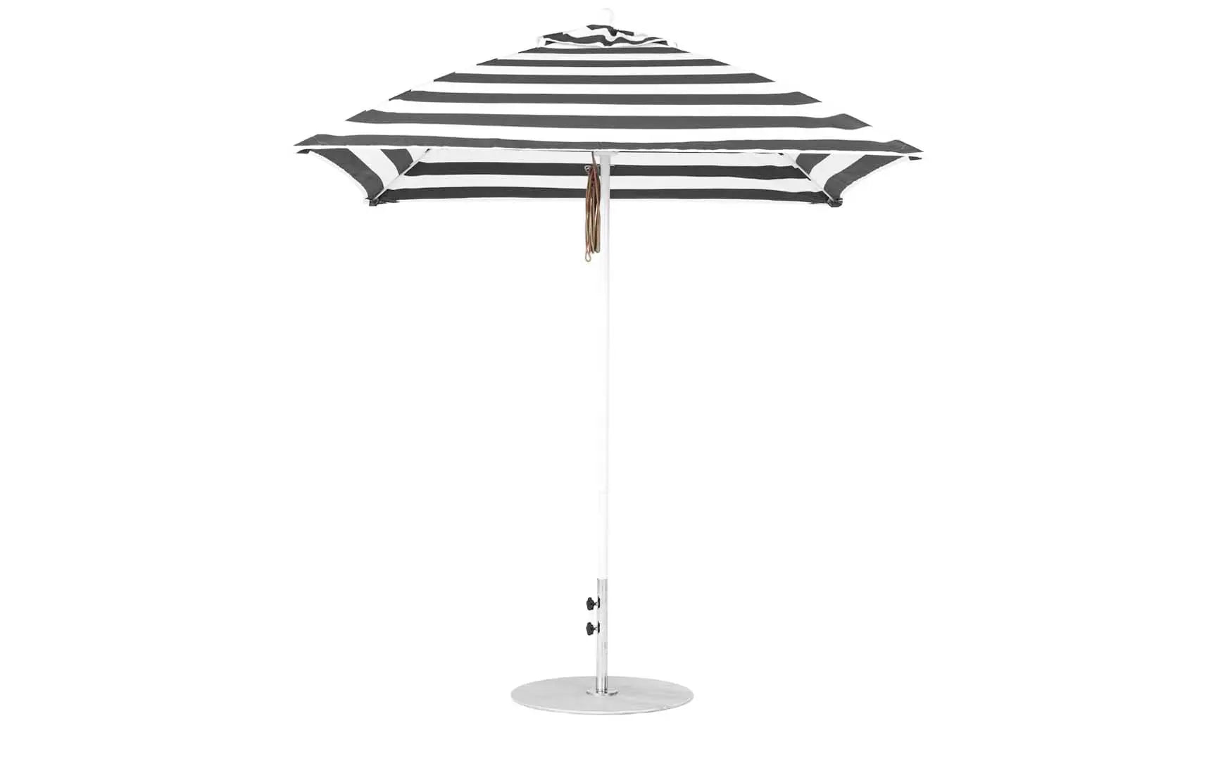 7.5-foot square pulley essential fiberglass umbrella with black ribs and silver canopy