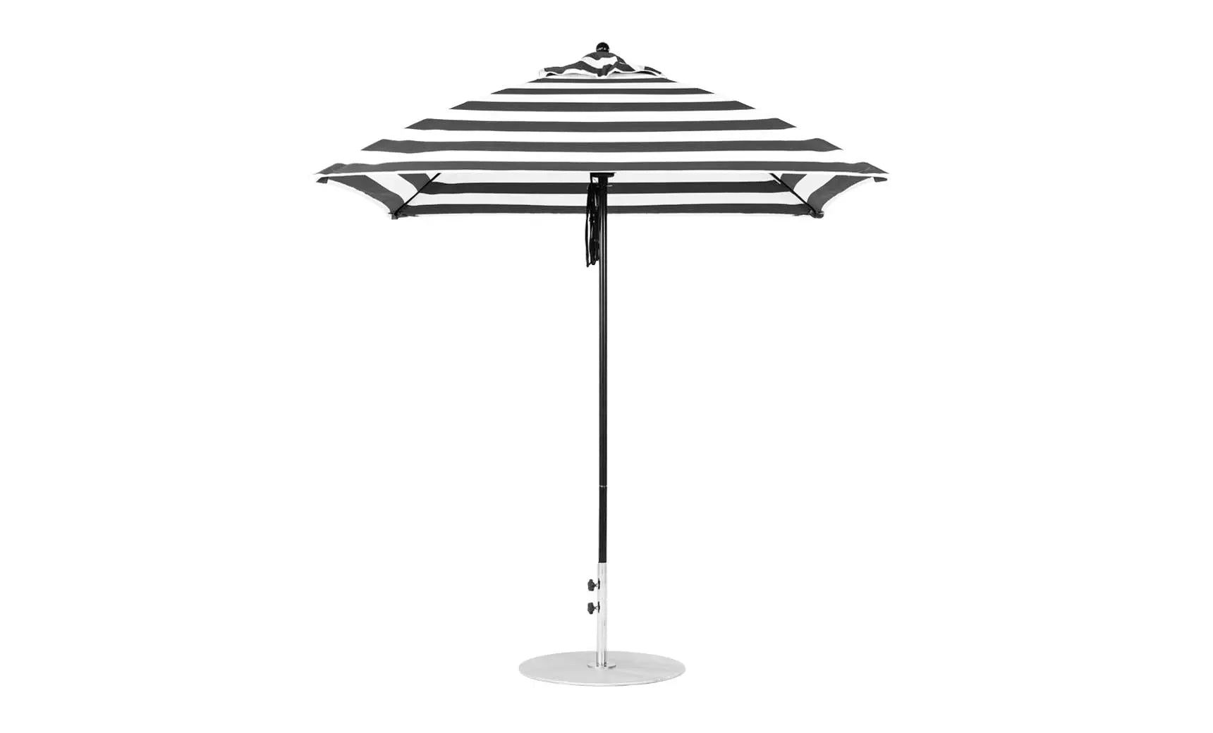 7.5-foot square pulley essential fiberglass umbrella with black ribs and silver canopy