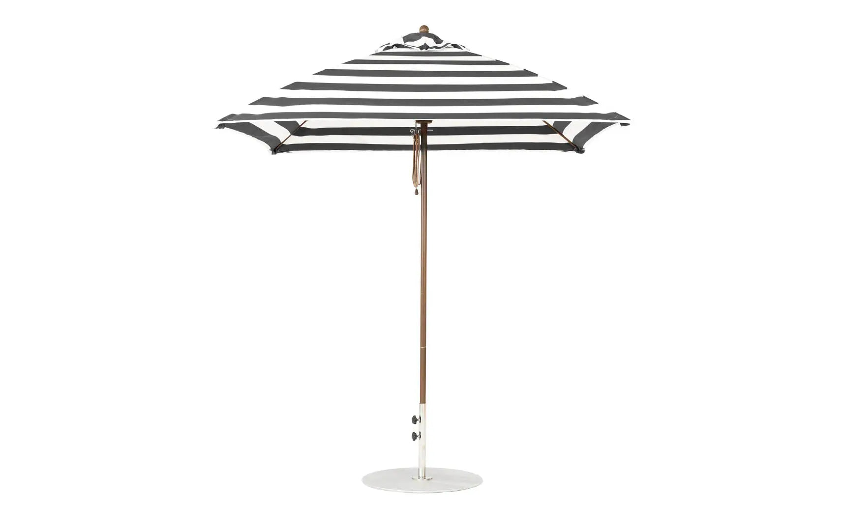 7.5-foot square pulley essential fiberglass umbrella with black ribs and silver canopy