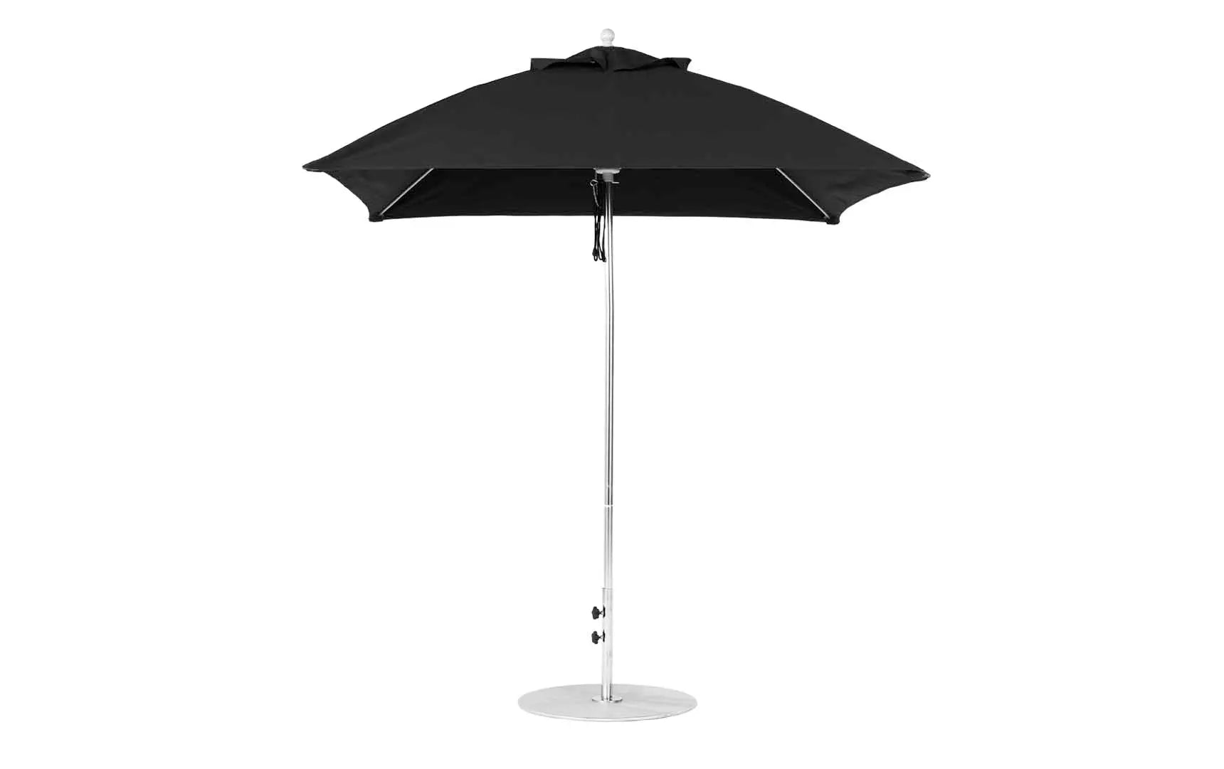 7.5-foot square pulley essential fiberglass umbrella with black ribs and silver canopy