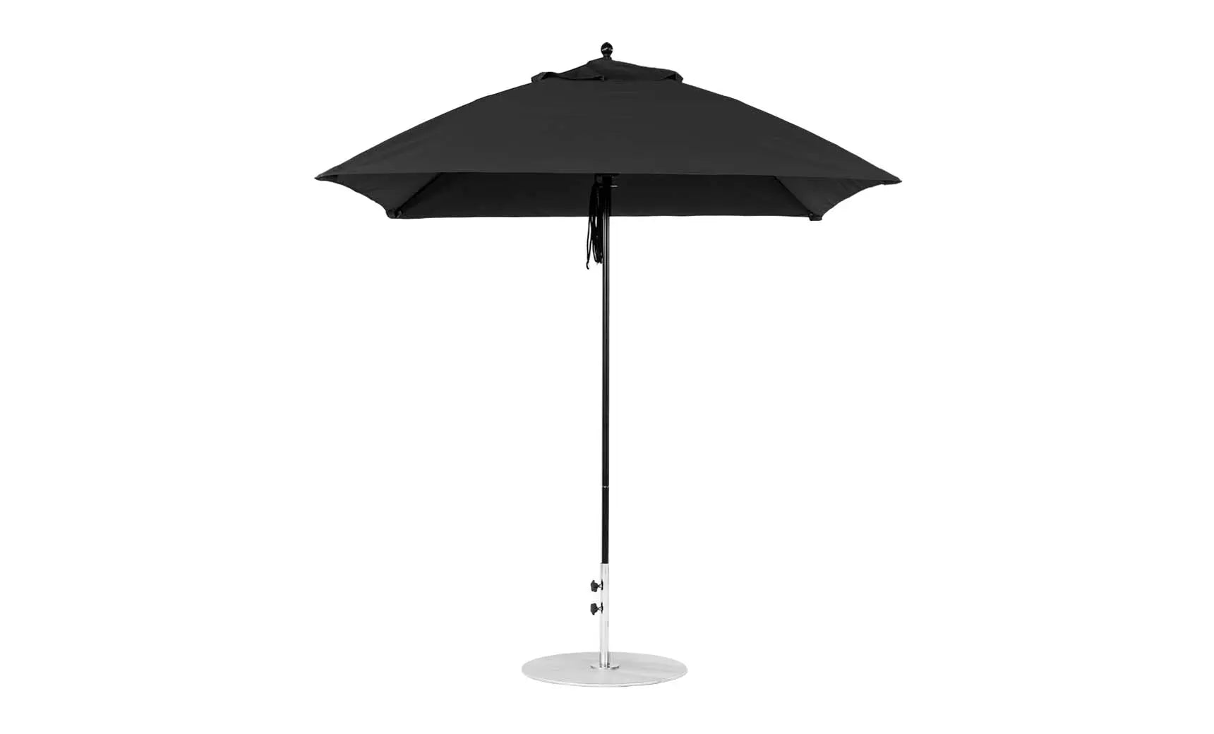7.5-foot square pulley essential fiberglass umbrella with black ribs and silver canopy