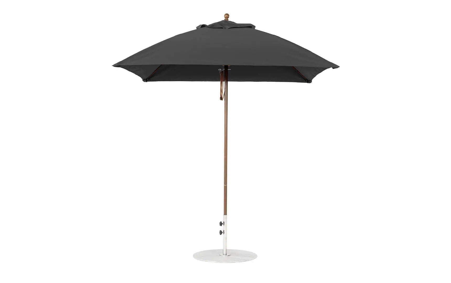 7.5-foot square pulley essential fiberglass umbrella with black ribs and silver canopy