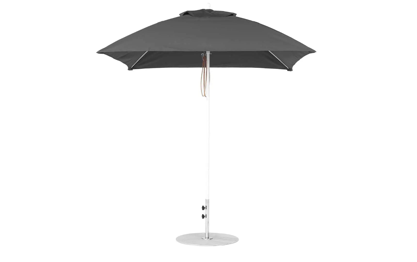 7.5-foot square pulley essential fiberglass umbrella with black ribs and silver canopy