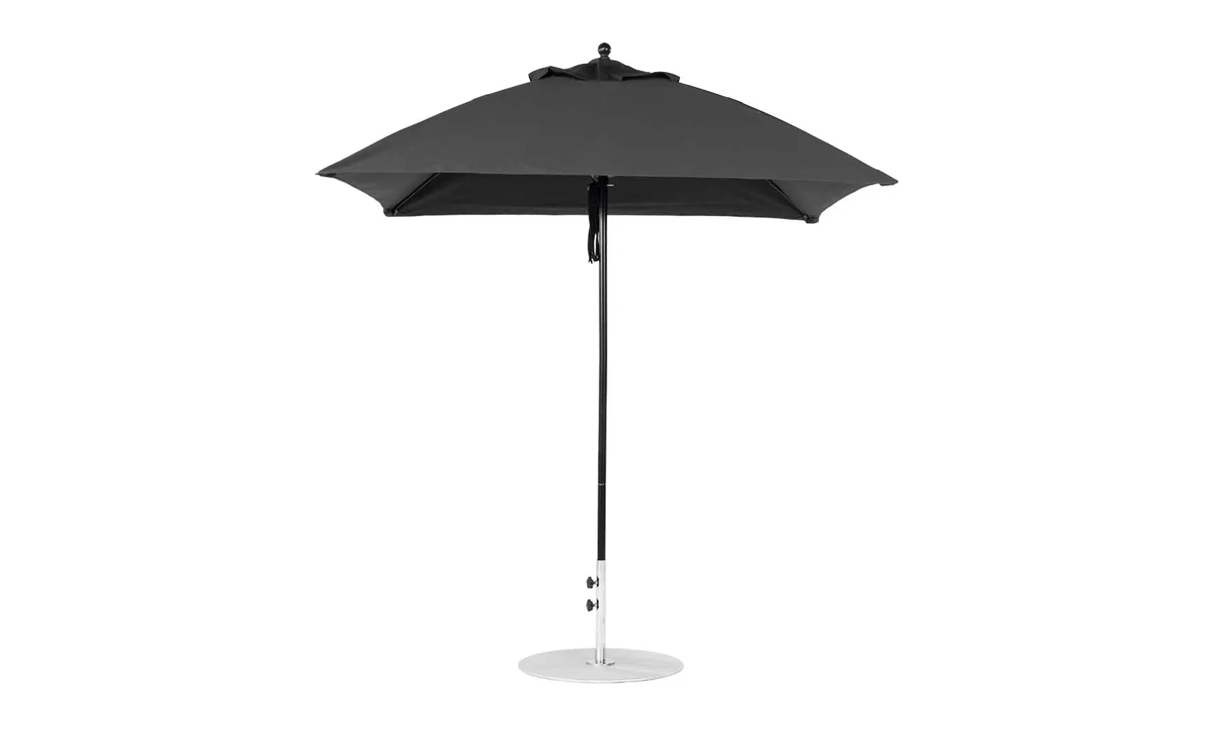7.5-foot square pulley essential fiberglass umbrella with black ribs and silver canopy