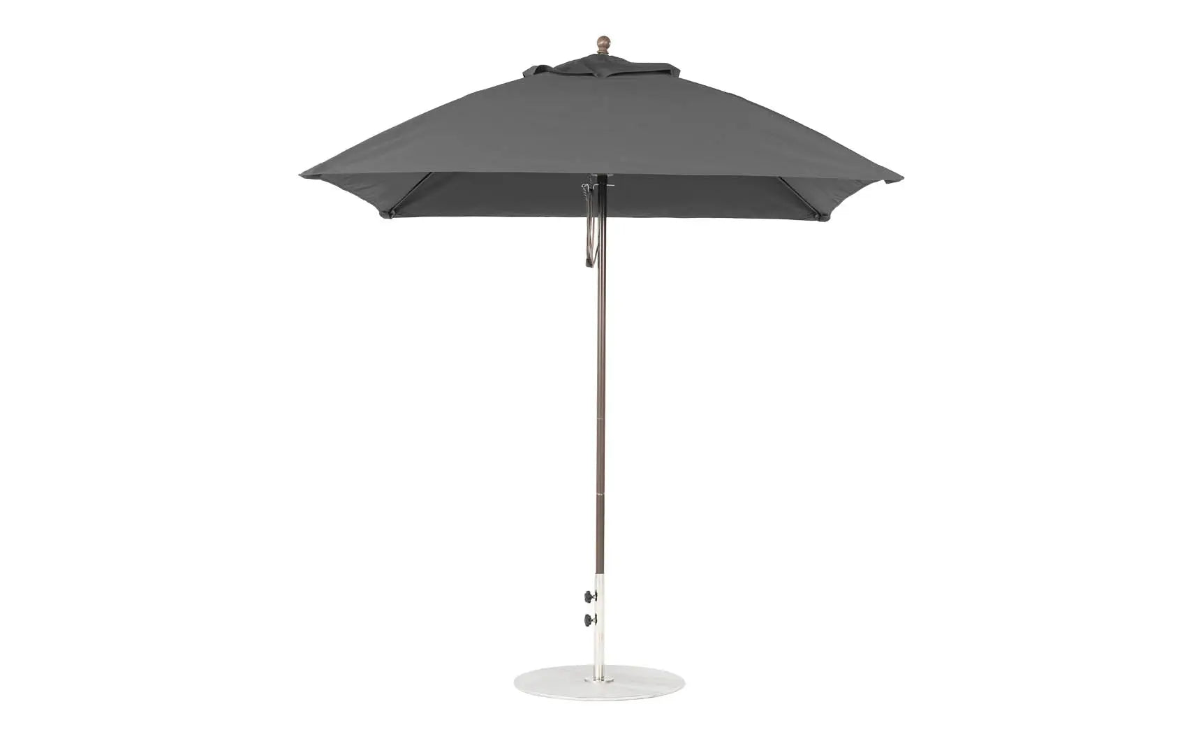 7.5-foot square pulley essential fiberglass umbrella with black ribs and silver canopy