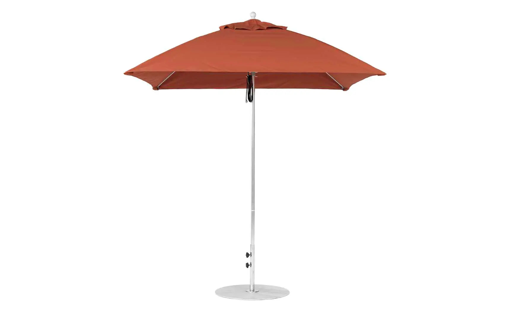 7.5-foot square pulley essential fiberglass umbrella with black ribs and silver canopy