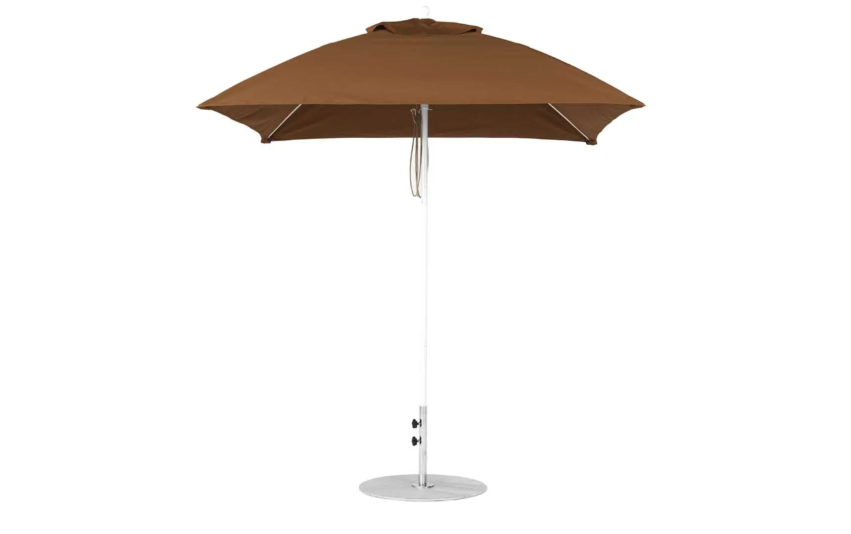 7.5-foot square pulley essential fiberglass umbrella with black ribs and silver canopy