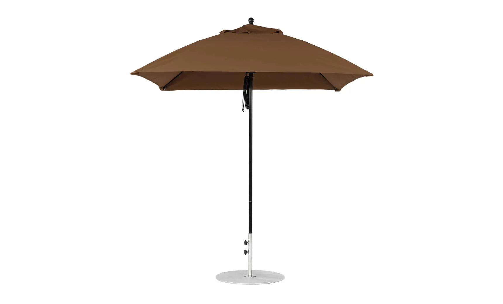 7.5-foot square pulley essential fiberglass umbrella with black ribs and silver canopy