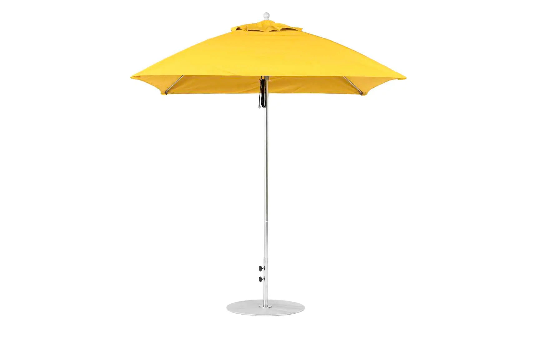 7.5-foot square pulley essential fiberglass umbrella with black ribs and silver canopy