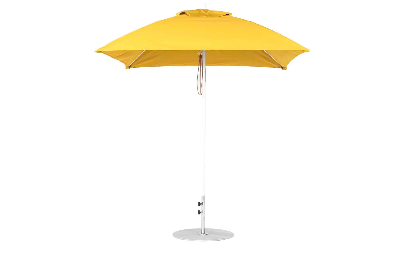 7.5-foot square pulley essential fiberglass umbrella with black ribs and silver canopy
