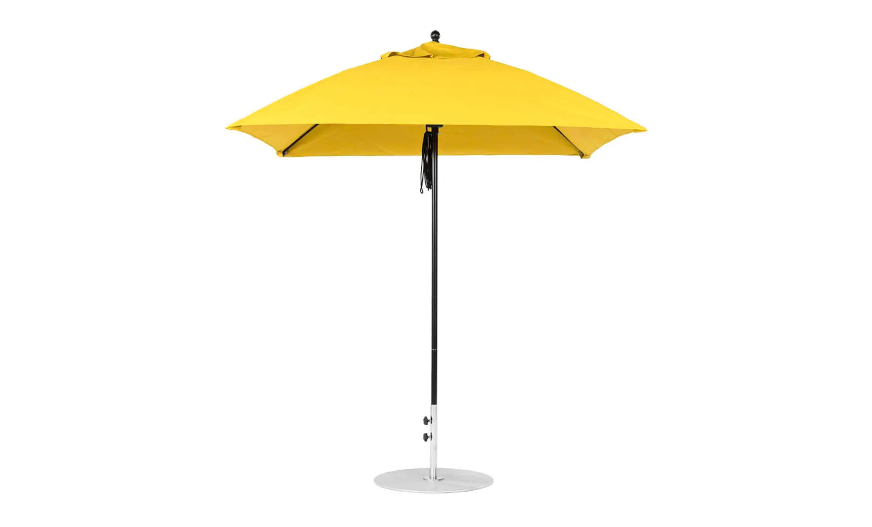 7.5-foot square pulley essential fiberglass umbrella with black ribs and silver canopy