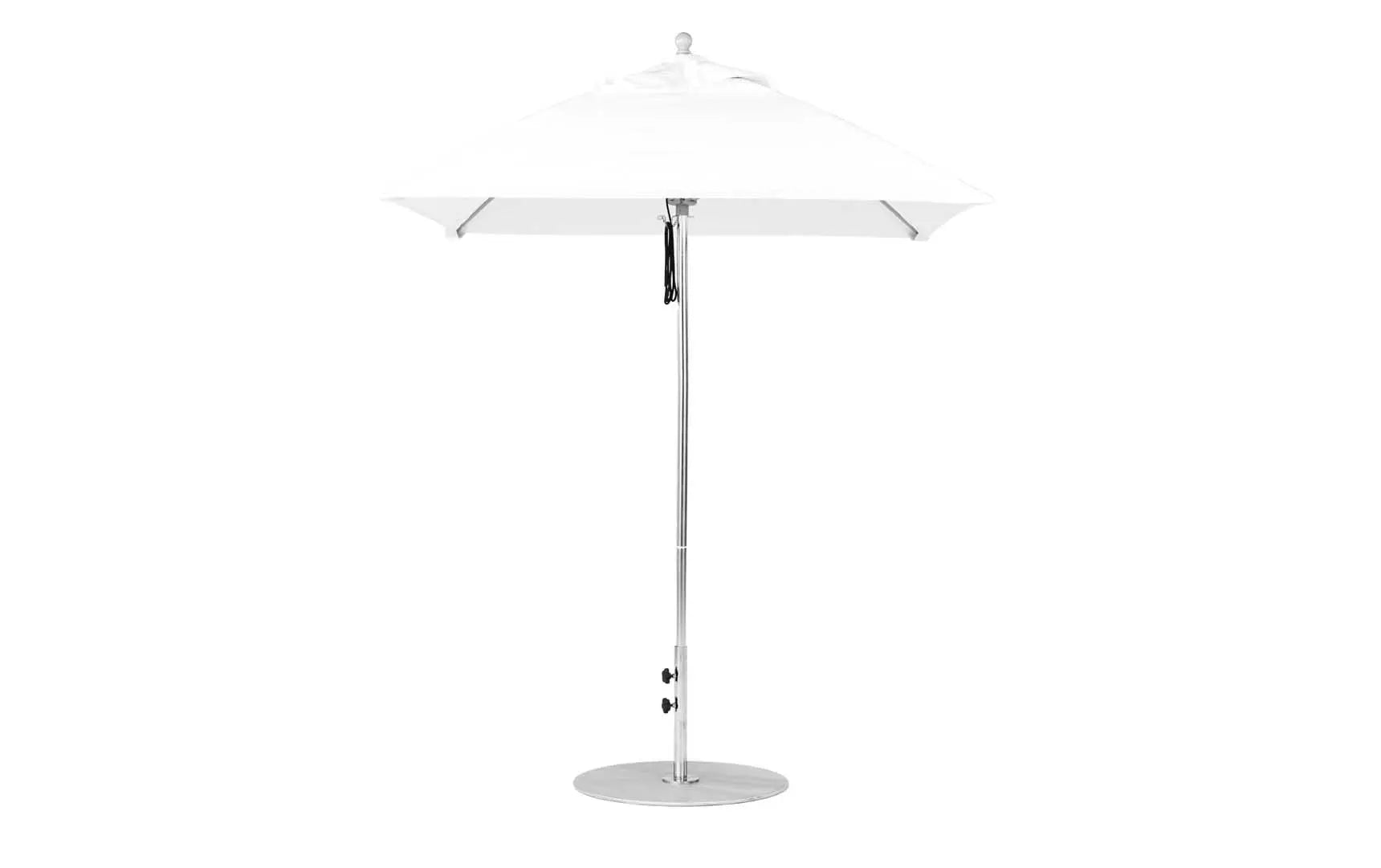 6.5-foot square fiberglass umbrella with essential pulley system in white