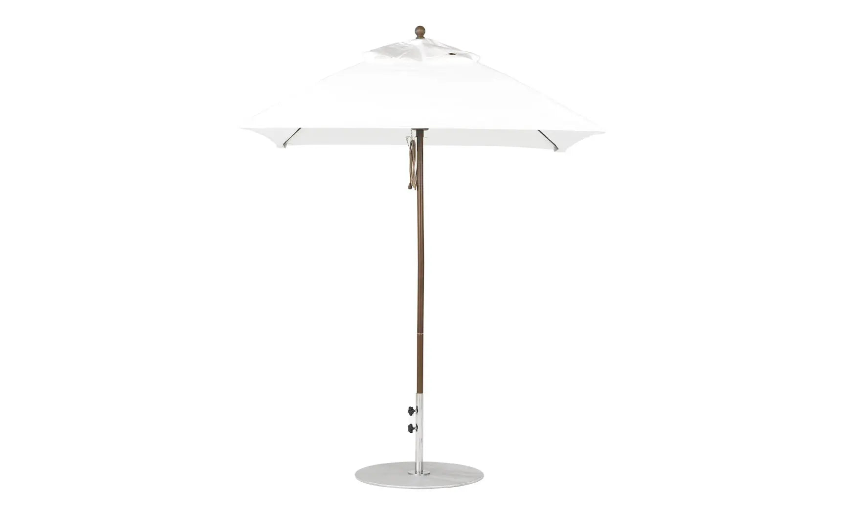 6.5 foot square pulley essential fiberglass umbrella with black ribs and silver canopy