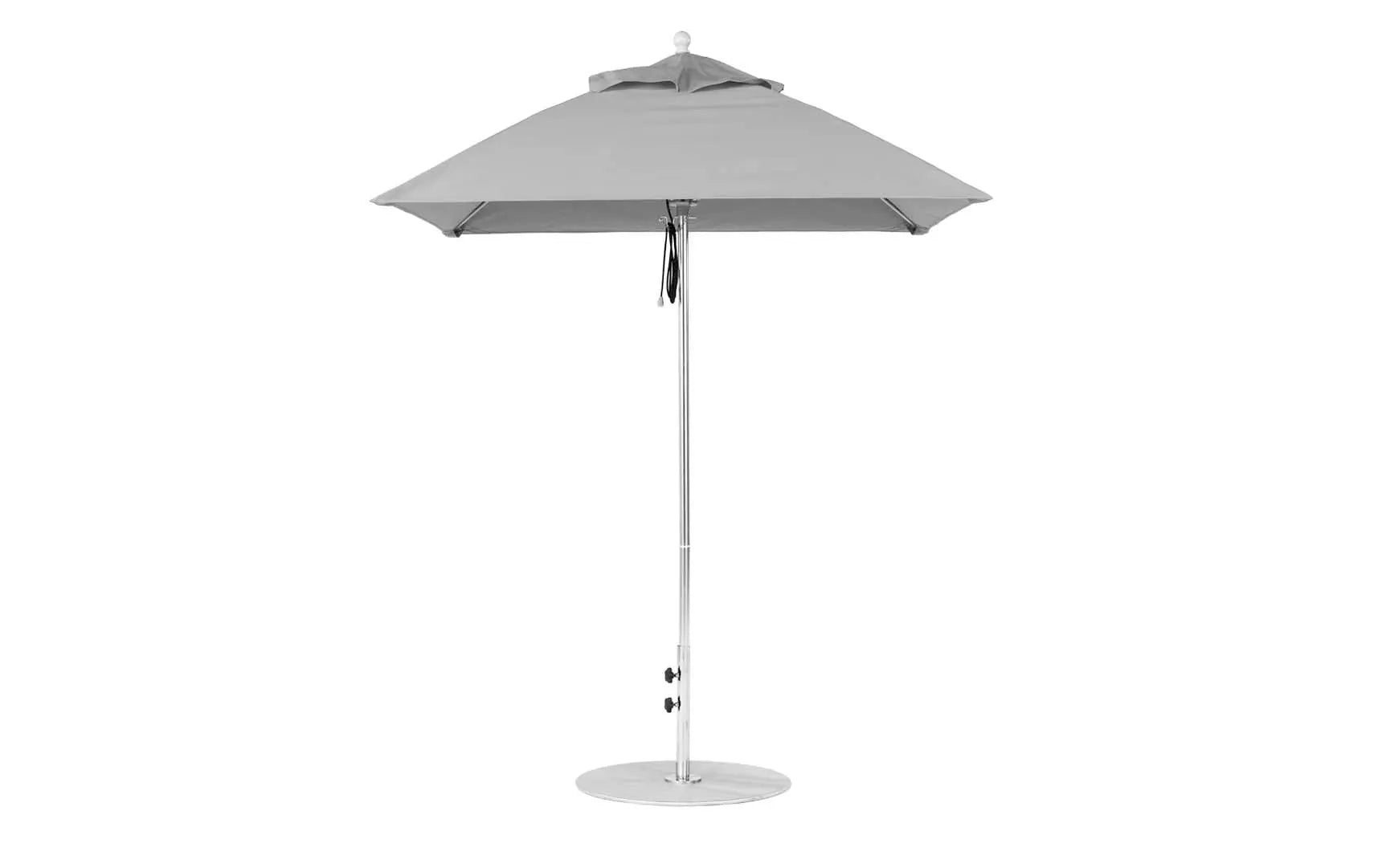 6.5 foot square pulley essential fiberglass umbrella with black ribs and silver canopy