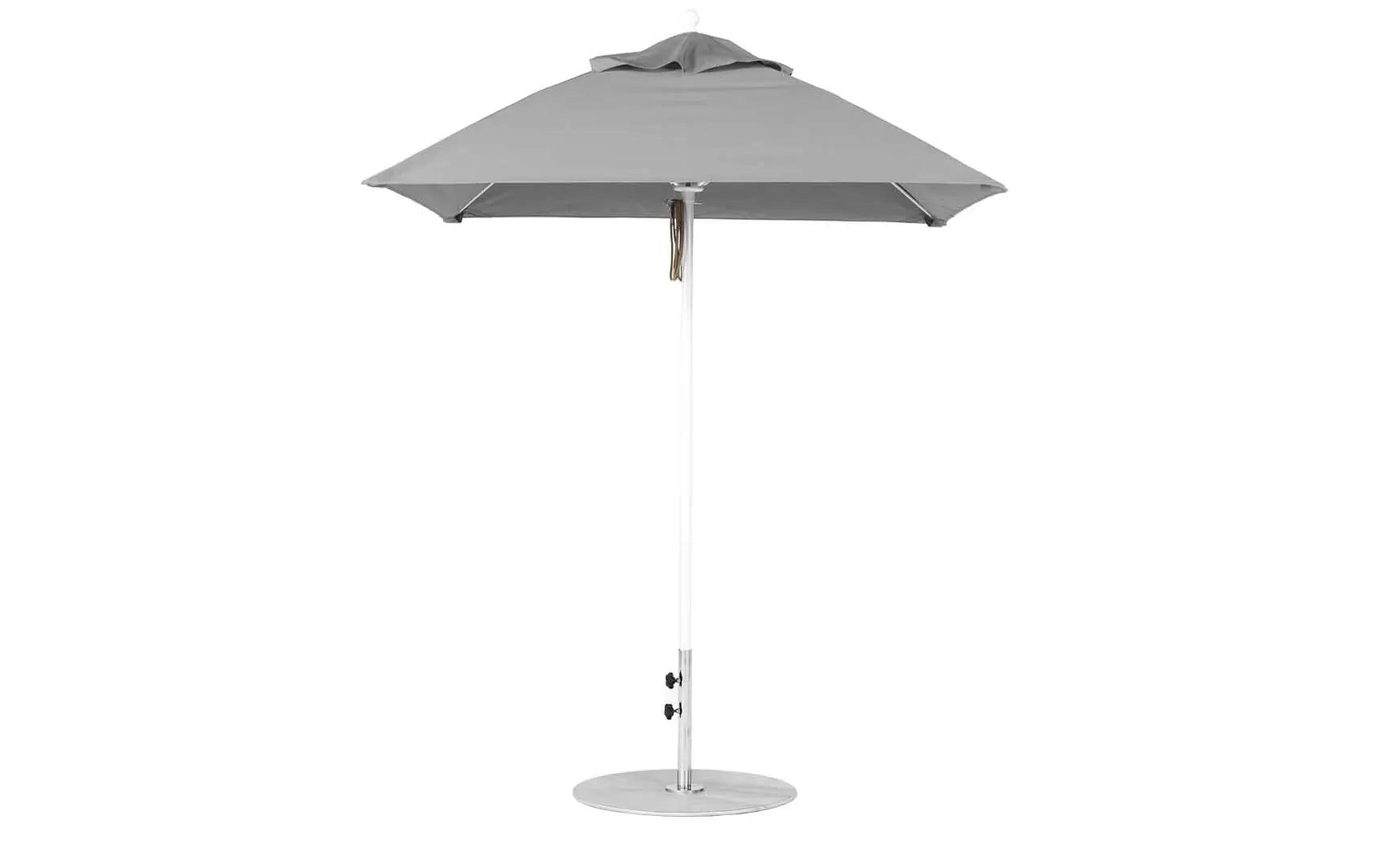 6.5-foot square pulley essential fiberglass umbrella with black ribs and silver canopy