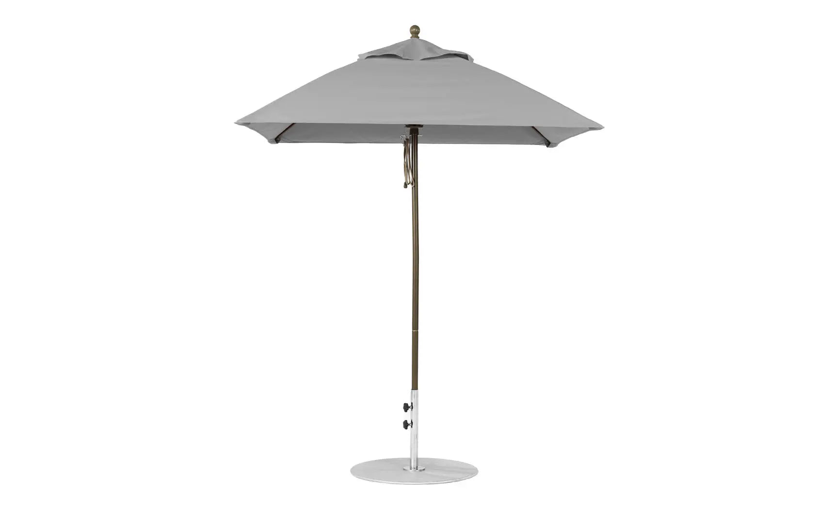 6.5 foot square pulley essential fiberglass umbrella with black ribs and silver canopy
