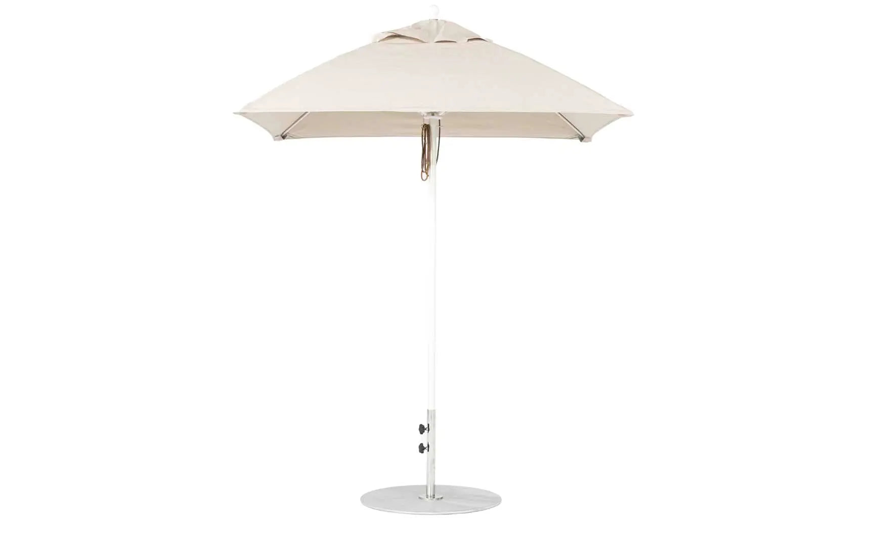 6.5-foot square pulley essential fiberglass umbrella with black ribs and silver canopy