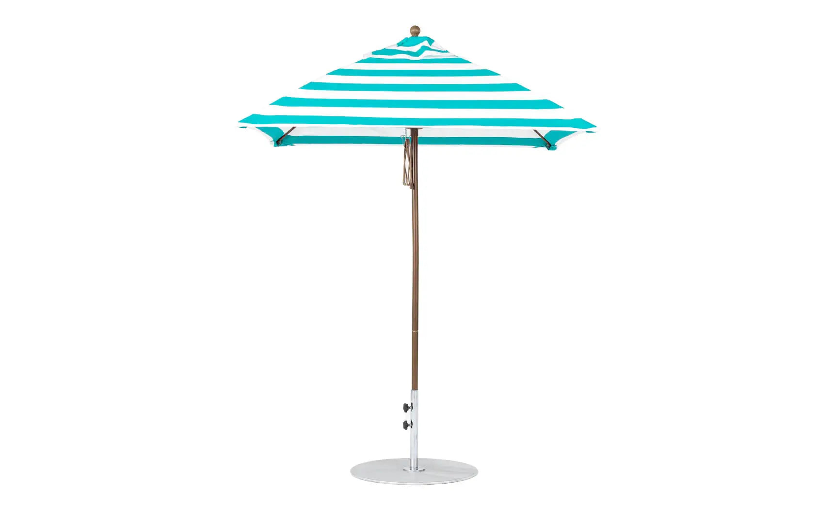 6.5-foot square fiberglass umbrella in essential pulley design with black ribs and canopy