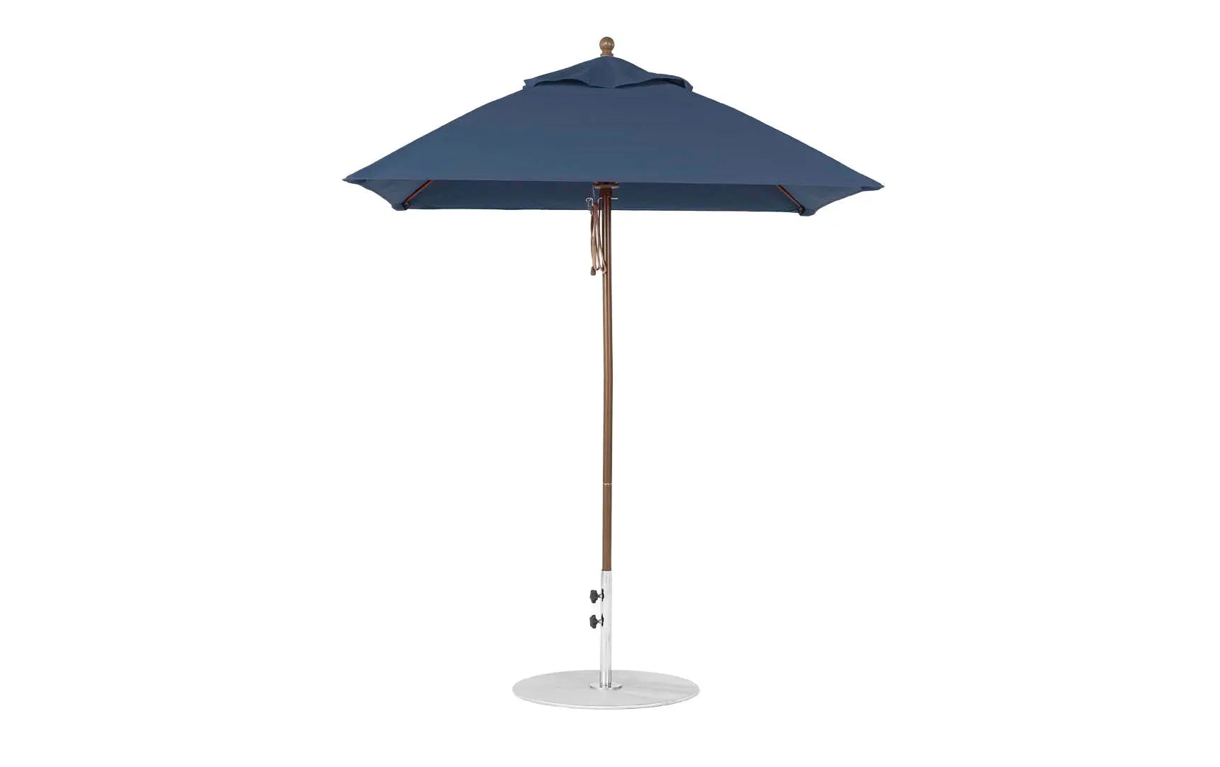 6.5 foot square pulley essential fiberglass umbrella with black ribs and silver canopy