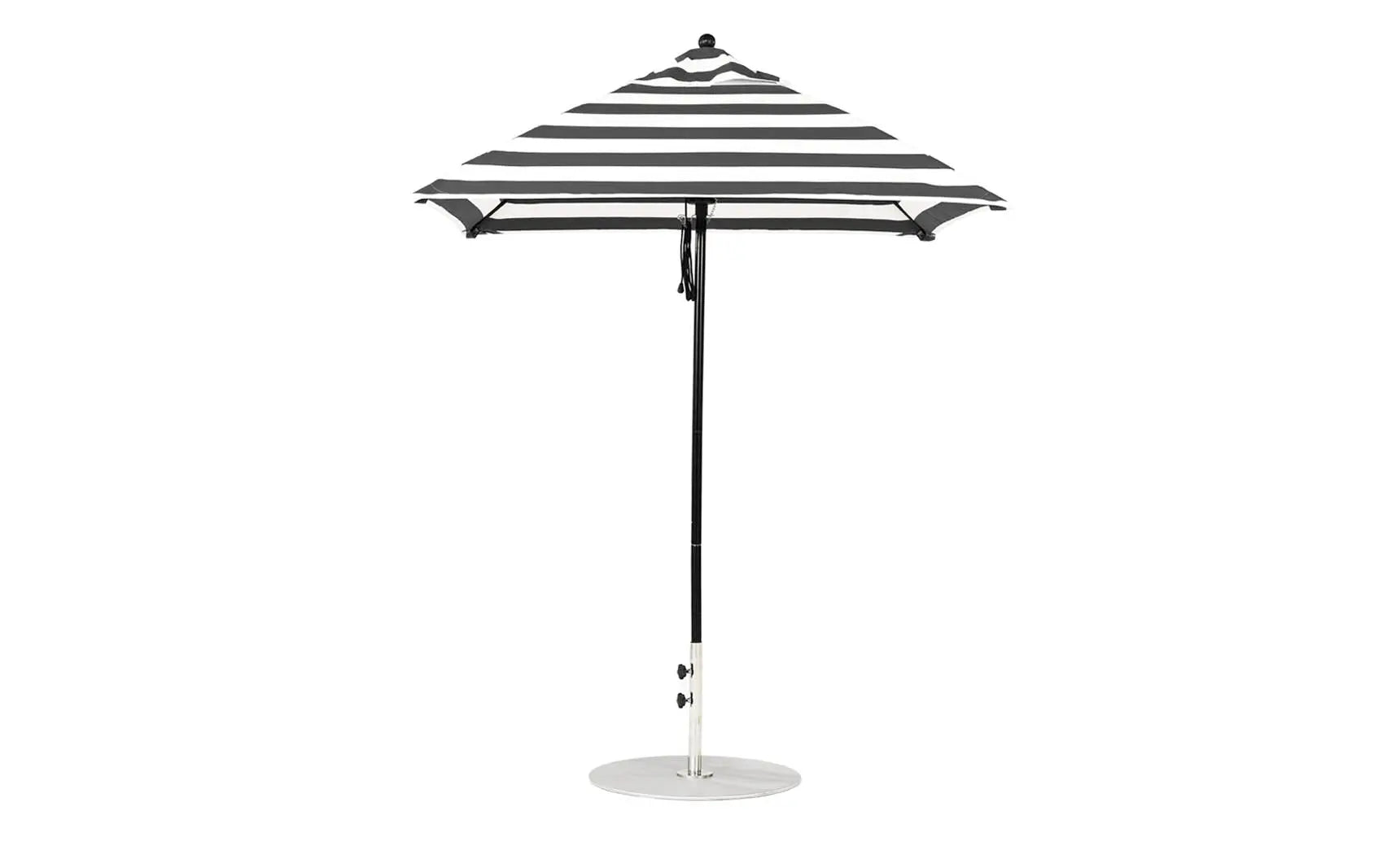 6.5 foot square fiberglass umbrella in essential pulley design with black ribs and canopy