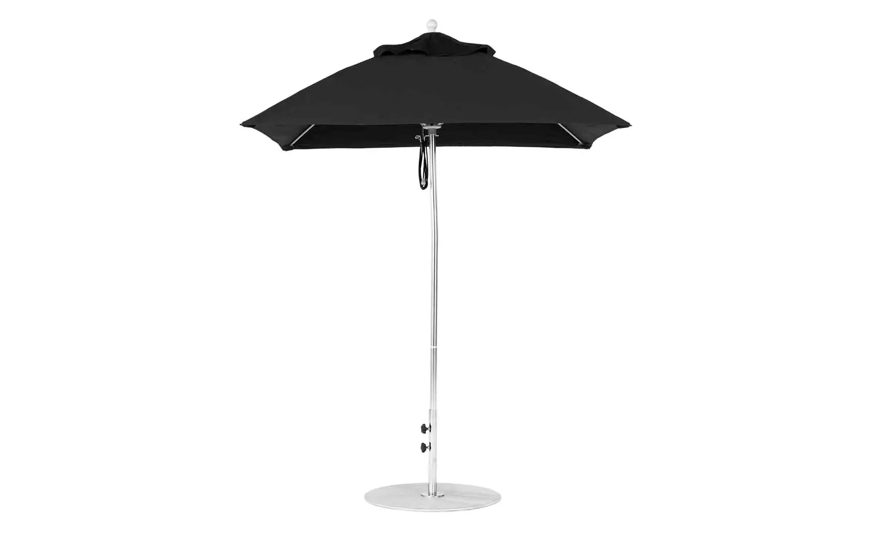 6.5 foot square pulley essential fiberglass umbrella with black ribs and silver canopy