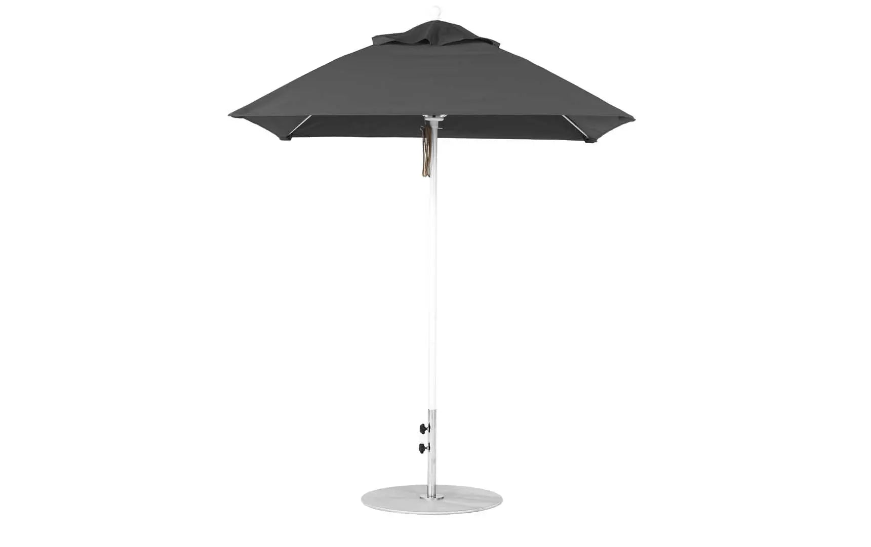 6.5 foot square pulley essential fiberglass umbrella with black ribs and silver canopy