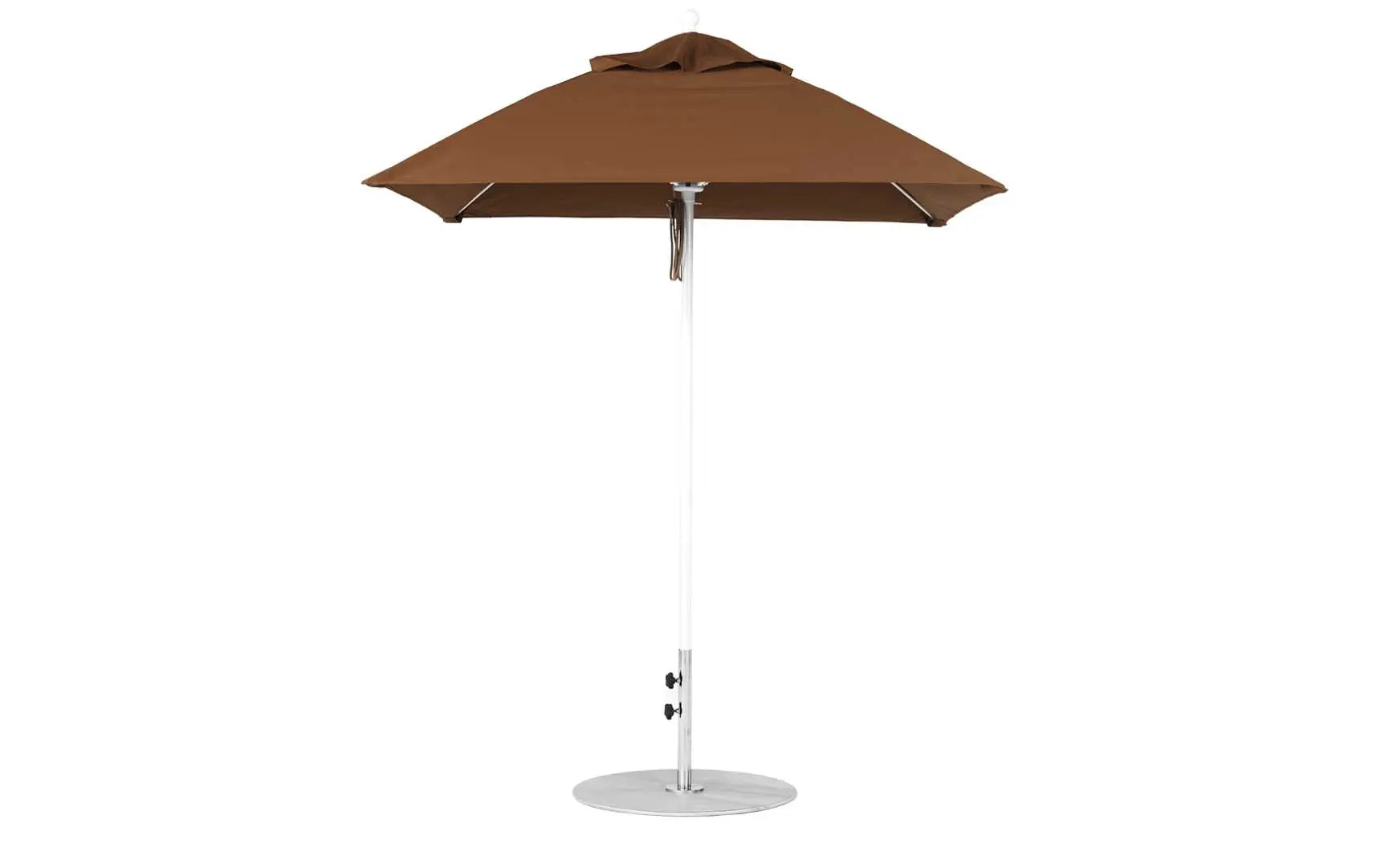 6.5 foot square fiberglass umbrella in essential pulley design with black ribs and canopy