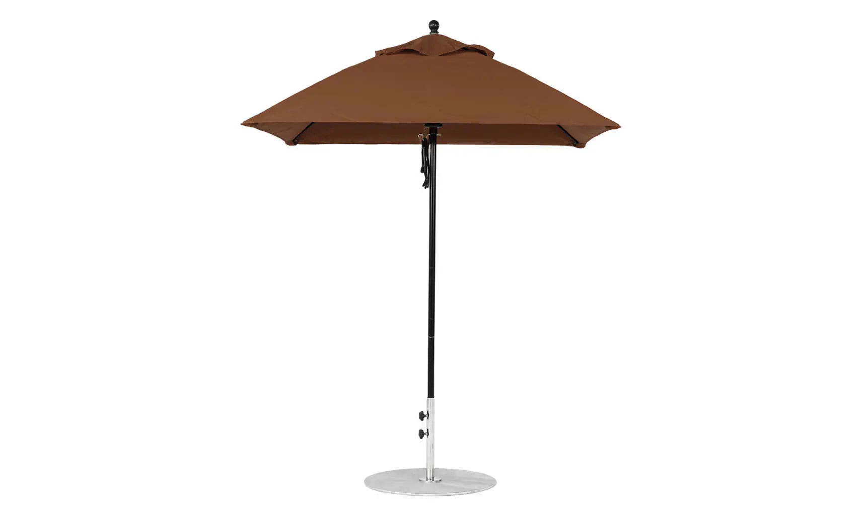 6.5 foot square pulley essential fiberglass umbrella with black ribs and silver canopy