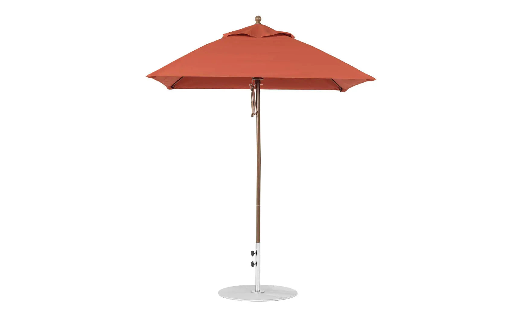 6.5 foot square fiberglass umbrella in essential pulley design with black ribs and canopy