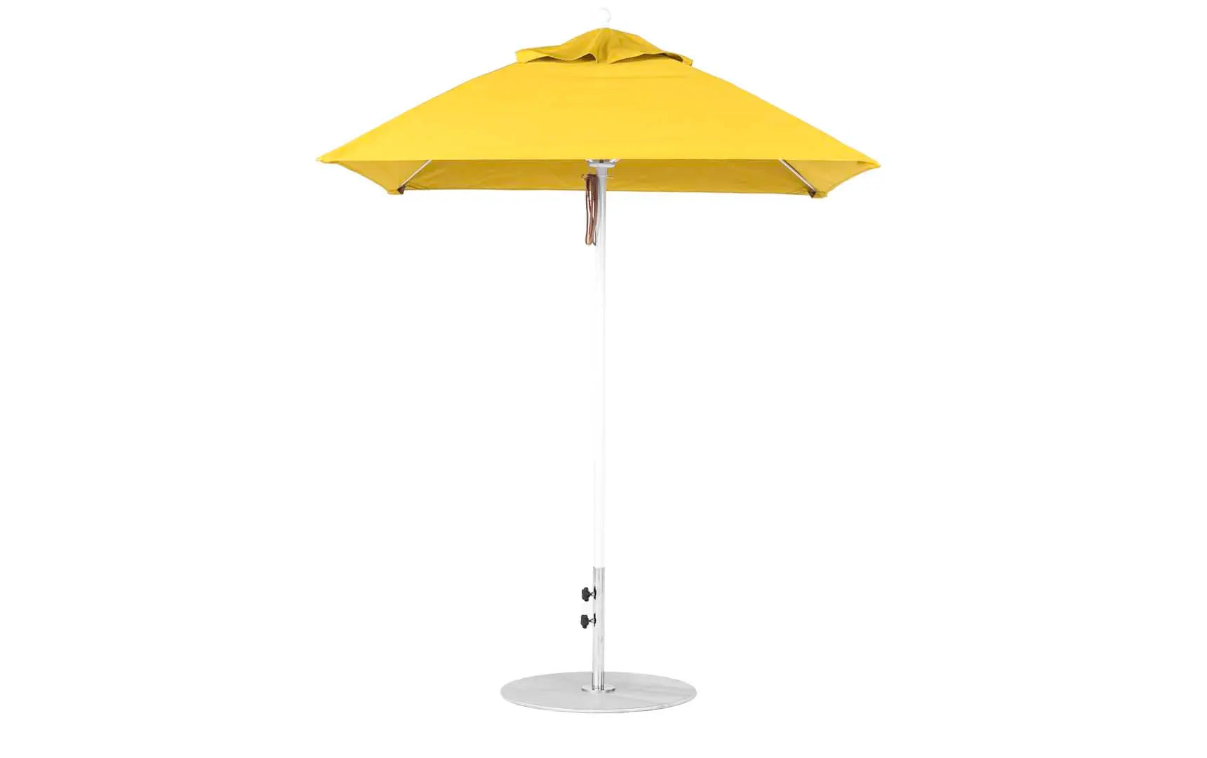 6.5 foot square fiberglass umbrella in essential pulley design with black ribs and canopy