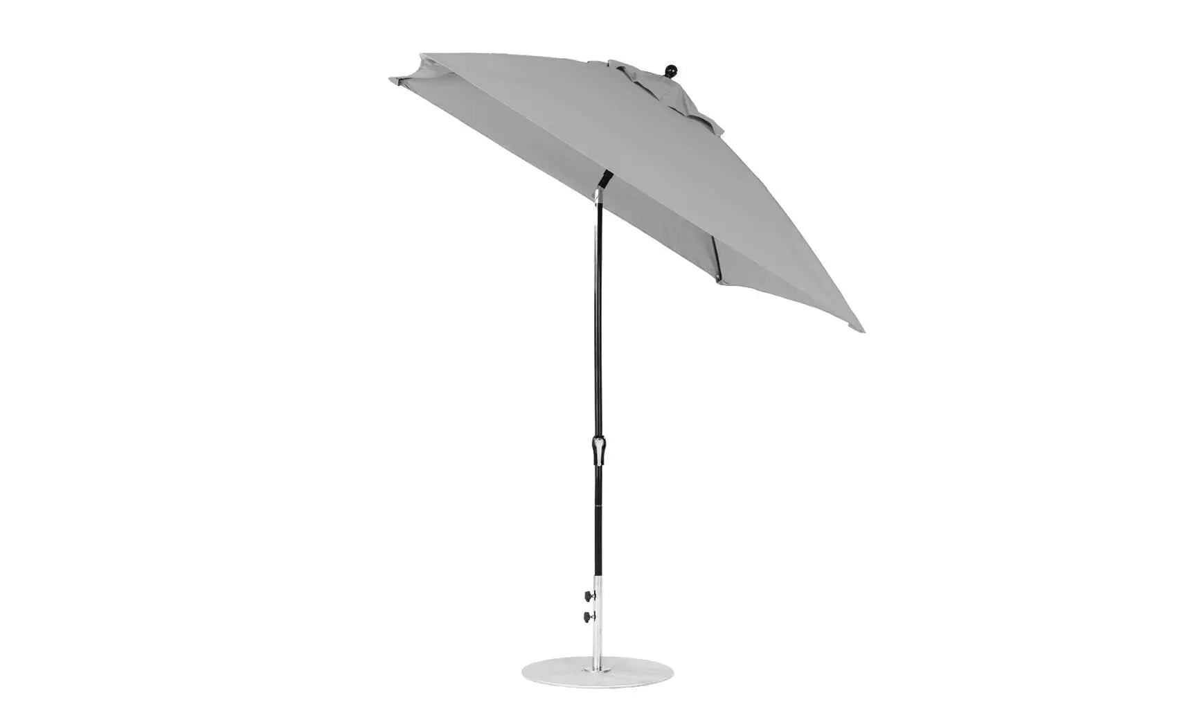 7.5-foot square crank auto tilt essential fiberglass umbrella with black canopy and wooden frame