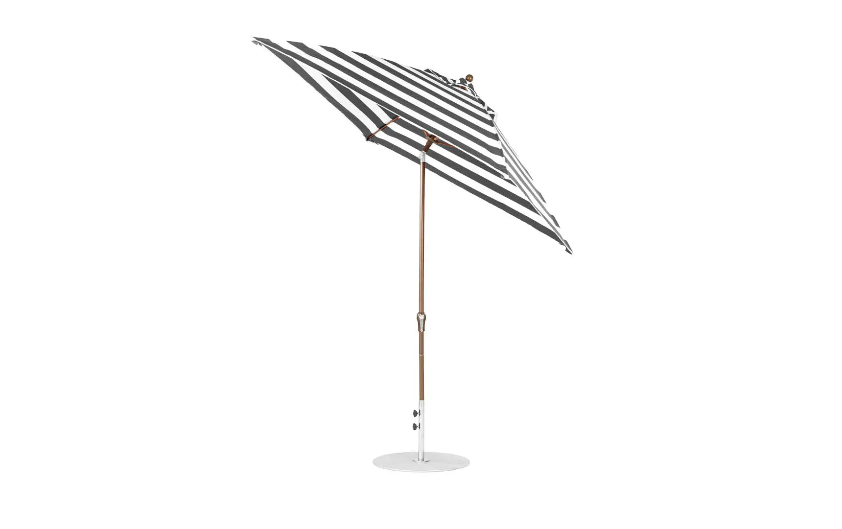 7.5-foot square crank auto tilt essential fiberglass umbrella with black canopy and wooden frame