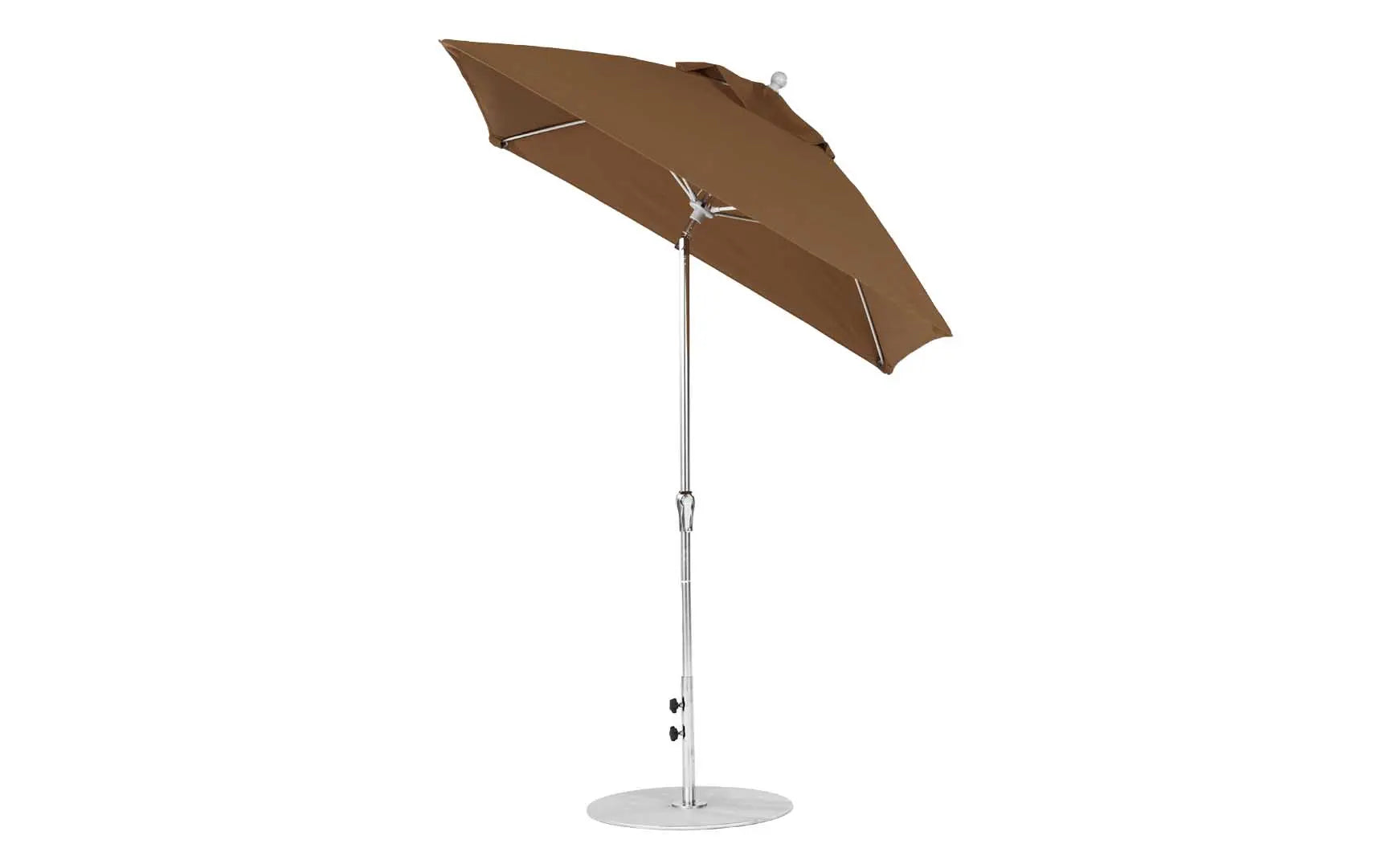 7.5-foot square crank auto tilt essential fiberglass umbrella with black canopy and silver frame