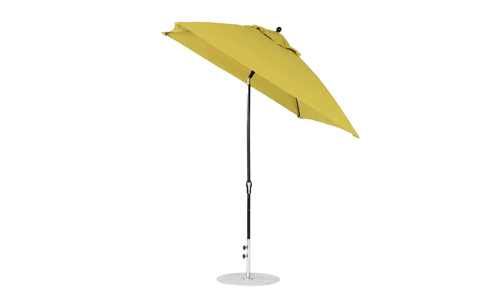 7.5-foot square crank auto tilt essential fiberglass umbrella in white with wooden ribs and silver pole