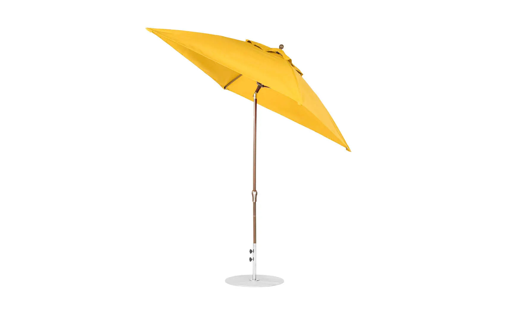 7.5-foot square crank auto tilt essential fiberglass umbrella in white with black ribs and silver canopy
