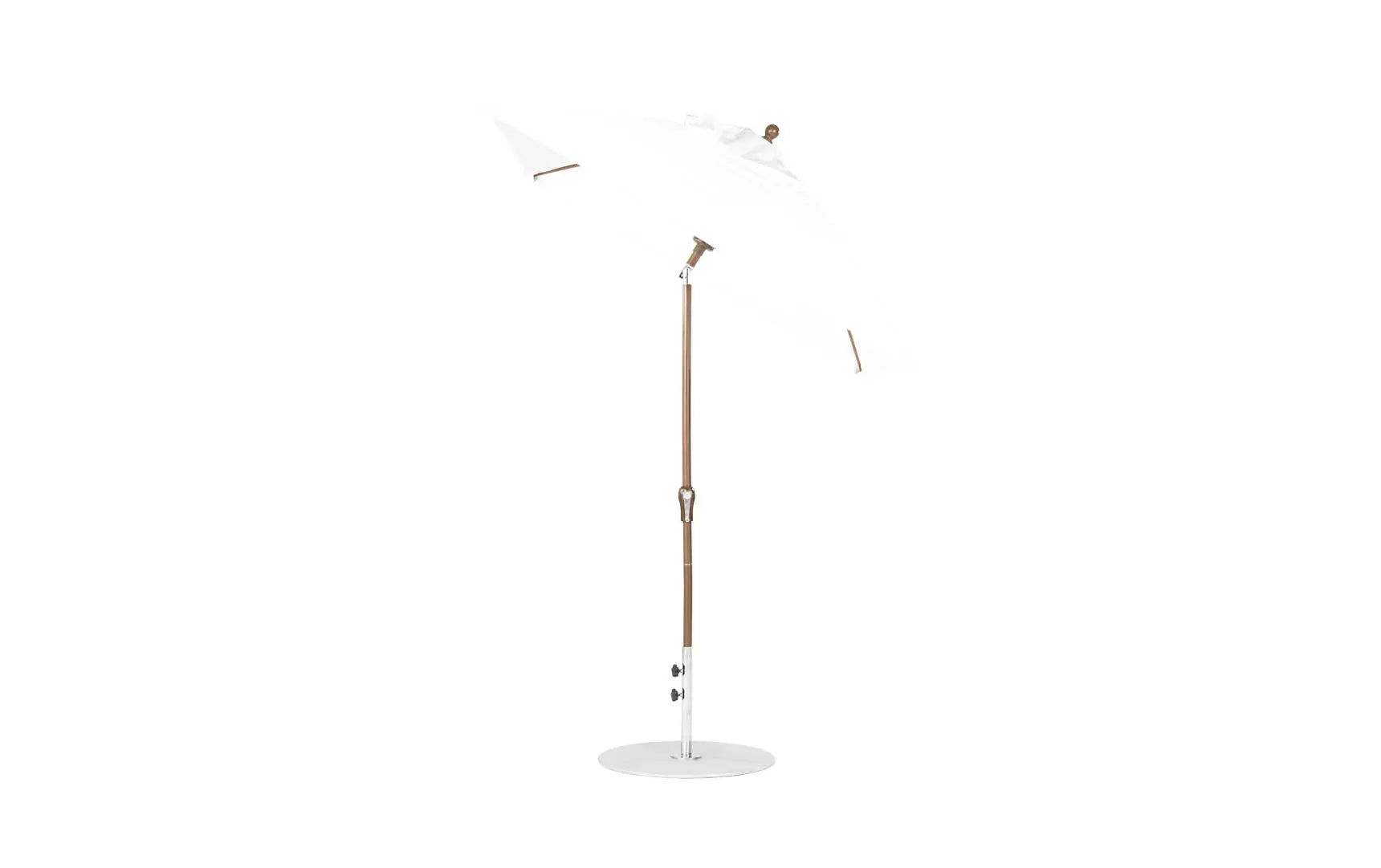 6.5-foot square crank auto tilt essential fiberglass umbrella in white with black ribs and silver finish